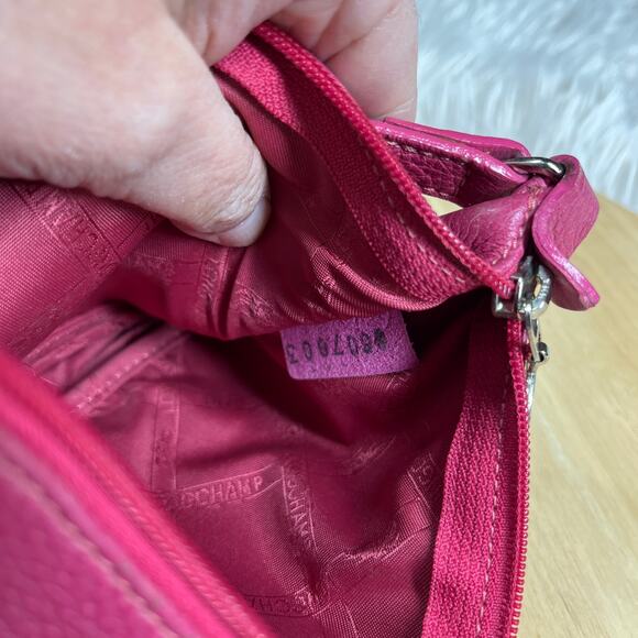 Longchamp Leather Shoulder Bag Iconic Style Women Purse Magenta Equestrian Small - Picture 13 of 16